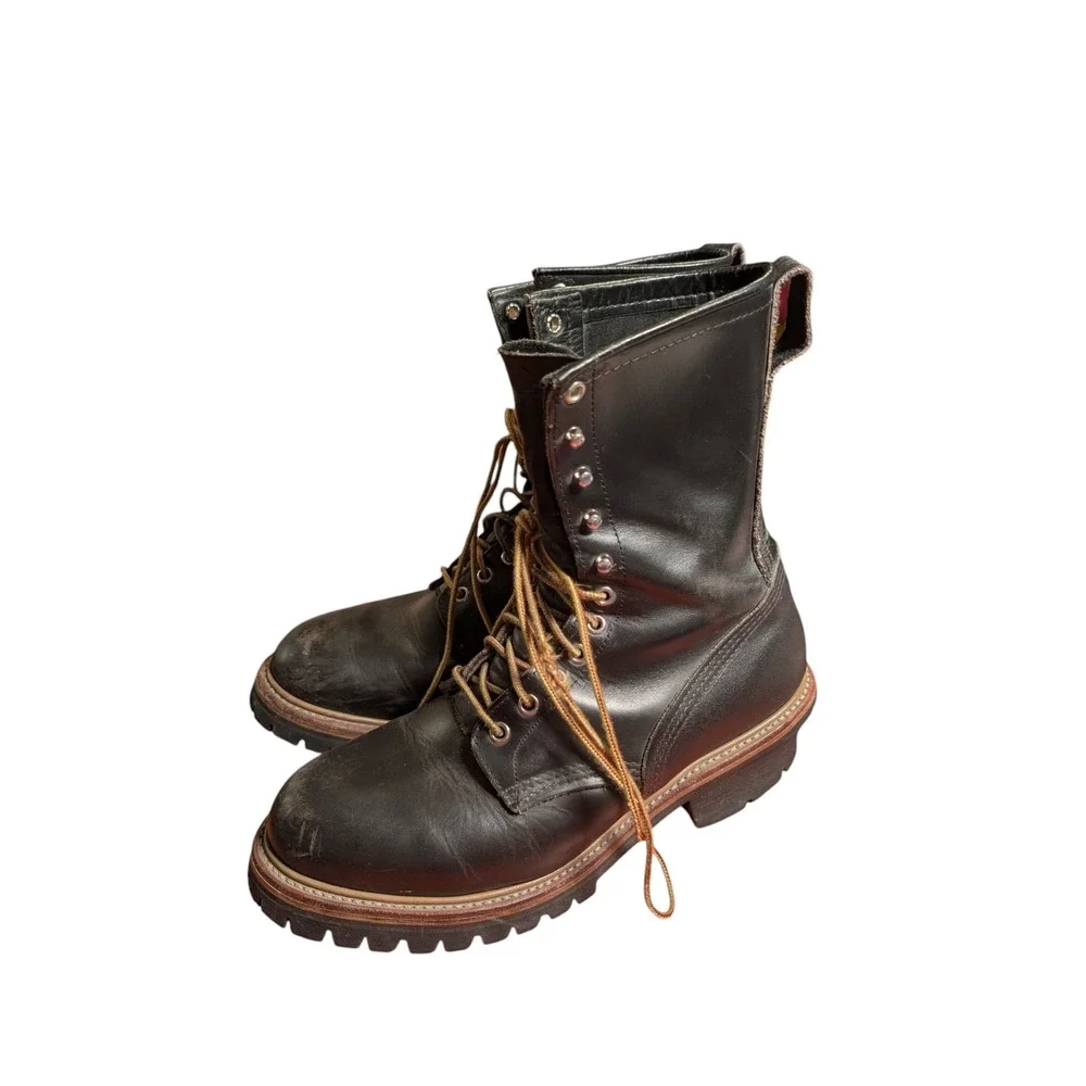 Red Wing Boots Mens 9.5 D Black Leather Loggermax Work Boots Lug Sole Heritage